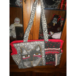 Laurel Burch Cat Tapestry Tote Shoulder Bag Zipper Kitty
